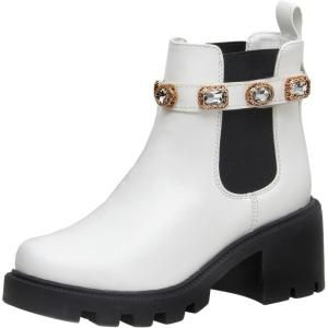 imageCUSHIONAIRE Womens Julie chelsea boot with Jeweled strap Memory FoamWhite