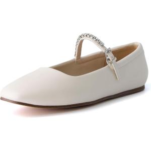 imageCUSHIONAIRE Womens Sleeper Mary Jane Flat with Memory Foam and Wide Widths AvailableCream Embellished