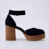 imageCUSHIONAIRE Womens Tanner Leather stack block heel with Memory Foam Padding Wide Widths AvailableBlack Microsuede