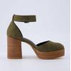 imageCUSHIONAIRE Womens Tanner Leather stack block heel with Memory Foam Padding Wide Widths AvailableOlive Nubuck