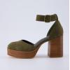 imageCUSHIONAIRE Womens Tanner Leather stack block heel with Memory Foam Padding Wide Widths AvailableOlive Nubuck