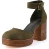 imageCUSHIONAIRE Womens Tanner Leather stack block heel with Memory Foam Padding Wide Widths AvailableOlive Nubuck