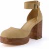 imageCUSHIONAIRE Womens Tanner Leather stack block heel with Memory Foam Padding Wide Widths AvailableSand Nubuck