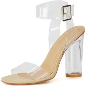 imageDunes Womens Nellie Lucite Heel Sandal Memory Foam InsolesClear