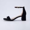 imageCUSHIONAIRE Womens Abbey one band square toe mid block heel sandal Memory Foam Wide Widths AvailableBlack Microsuede