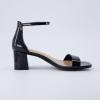 imageCUSHIONAIRE Womens Abbey one band square toe mid block heel sandal Memory Foam Wide Widths AvailableBlack Patent