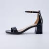 imageCUSHIONAIRE Womens Abbey one band square toe mid block heel sandal Memory Foam Wide Widths AvailableBlack Patent