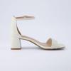 imageCUSHIONAIRE Womens Abbey one band square toe mid block heel sandal Memory Foam Wide Widths AvailableCream