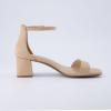 imageCUSHIONAIRE Womens Abbey one band square toe mid block heel sandal Memory Foam Wide Widths AvailableNatural Microsuede