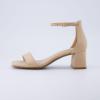 imageCUSHIONAIRE Womens Abbey one band square toe mid block heel sandal Memory Foam Wide Widths AvailableNatural Microsuede