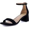 imageCUSHIONAIRE Womens Abbey one band square toe mid block heel sandal Memory Foam Wide Widths AvailableBlack Microsuede
