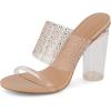 imageCUSHIONAIRE Womens Nori rhinestone lucite Heel Sandal Memory FoamNude
