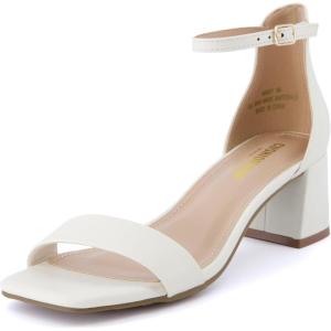 imageCUSHIONAIRE Womens Abbey one band square toe mid block heel sandal Memory Foam Wide Widths AvailableCream