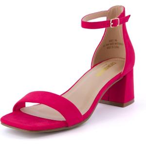 imageCUSHIONAIRE Womens Abbey one band square toe mid block heel sandal Memory Foam Wide Widths AvailableFuchsia Microsuede
