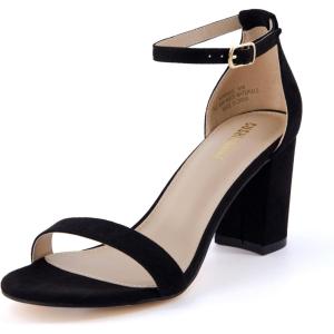 imageCUSHIONAIRE Womens Kimmie one band mid block heel sandal Memory Foam Wide Widths AvailableBlack Microsuede
