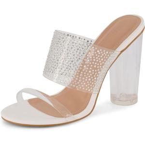 imageCUSHIONAIRE Womens Nori rhinestone lucite Heel Sandal Memory FoamWhite