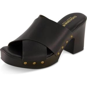 imageCUSHIONAIRE Womens Kamari Faux Wood Sandal with Memory Foam Padding Wide Widths AvailableBlack