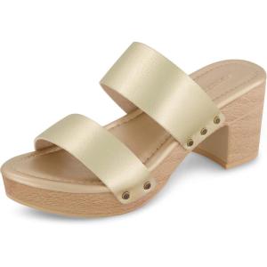 imageCUSHIONAIRE Womens Sky Faux Wood Sandal Comfort Foam ampamp LiteSole TechnologyGold