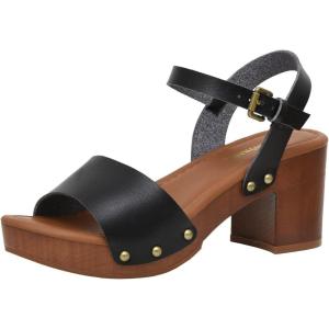 imageCUSHIONAIRE Womens Sloan Faux Wood Sandal Memory Foam Insole ampamp LiteSole Technology Wide Widths AvailableBlack