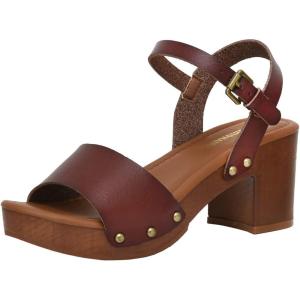 imageCUSHIONAIRE Womens Sloan Faux Wood Sandal Memory Foam Insole ampamp LiteSole Technology Wide Widths AvailableWhisky