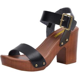 imageCUSHIONAIRE Womens Sydney Faux Wood Sandal LiteSole Technology Wide Widths AvailableBlack