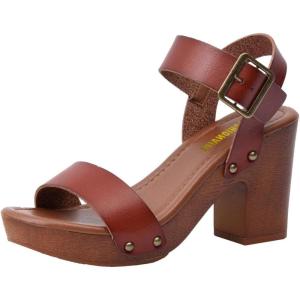 imageCUSHIONAIRE Womens Sydney Faux Wood Sandal LiteSole Technology Wide Widths AvailableWhiskey