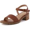 imageCUSHIONAIRE Flynn one band block heel sandal Memory Foam Wide Widths AvailableCognac