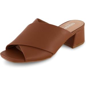 imageCUSHIONAIRE Garland cross band block heel sandal Memory Foam Wide Widths AvailableWhiskey