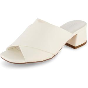 imageCUSHIONAIRE Garland cross band block heel sandal Memory Foam Wide Widths AvailableWhite