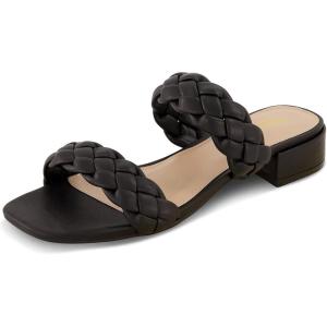 imageCUSHIONAIRE Womens Nan two band braided low block heel slide sandal Memory Foam and Wide Widths AvailableBlack