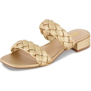 imageCUSHIONAIRE Womens Nan two band braided low block heel slide sandal Memory Foam and Wide Widths AvailableChampagne