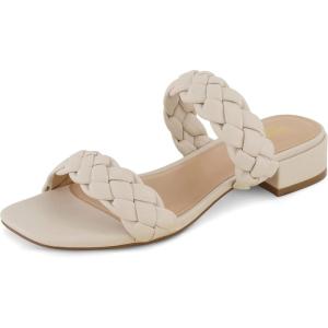 imageCUSHIONAIRE Womens Nan two band braided low block heel slide sandal Memory Foam and Wide Widths AvailableIvory