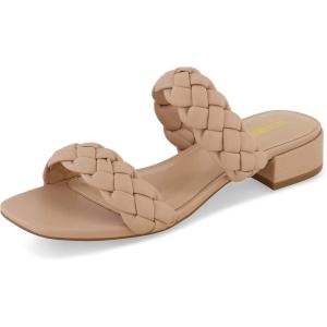 imageCUSHIONAIRE Womens Nan two band braided low block heel slide sandal Memory Foam and Wide Widths AvailableNude