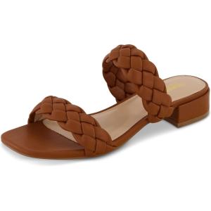 imageCUSHIONAIRE Womens Nan two band braided low block heel slide sandal Memory Foam and Wide Widths AvailableTan