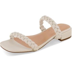 imageCUSHIONAIRE Womens Nestar Braided Low Block Heel Sandal Memory FoamIvory