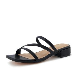 imageCUSHIONAIRE Womens Newport low block heel sandal Memory Foam and Wide Widths AvailableBlack