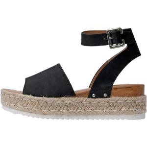 imageCUSHIONAIRE Womens Espadrille Flatform Open Toe SandalMiranda Black