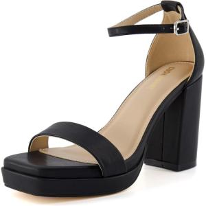 imageCUSHIONAIRE Womens Grammy one band block heel platform sandal Memory Foam Wide Widths AvailableBlack