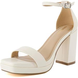 imageCUSHIONAIRE Womens Grammy one band block heel platform sandal Memory Foam Wide Widths AvailableCream