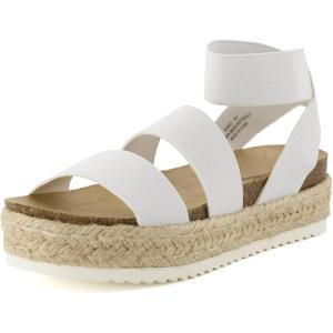 imageCUSHIONAIRE Womens Mandy Cork Espadrille Platform Sandal  Strappy Wedge with Arch SupportWhite
