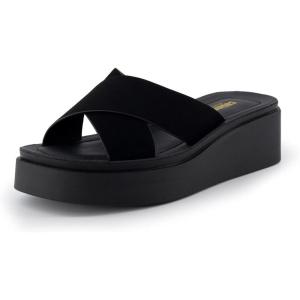 imageCUSHIONAIRE Womens Pepe crossband platform sandal with Memory FoamBlack