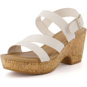 imageCUSHIONAIRE Womens Russ cork wedge sandal Memory Foam Wide Widths AvailableBone