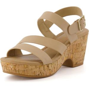 imageCUSHIONAIRE Womens Russ cork wedge sandal Memory Foam Wide Widths AvailableTan