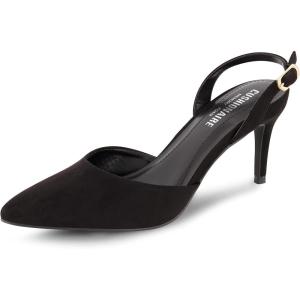 imageCUSHIONAIRE Womens Petula Sling Back Dress Pump Memory Foam Wide Widths AvailableBlack Suede