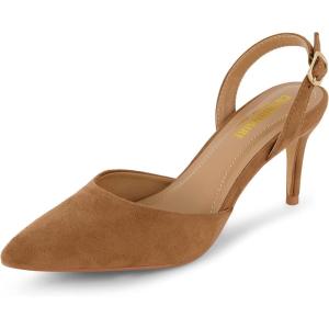 imageCUSHIONAIRE Womens Petula Sling Back Dress Pump Memory Foam Wide Widths AvailableTan Suede