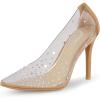 imageCUSHIONAIRE Womens Glam Clear Rhinestone Dress Pump Memory FoamClearNat