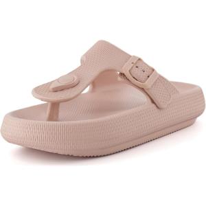 imageCUSHIONAIRE Womens Flo thong recovery cloud pool slide sandal with ComfortPink