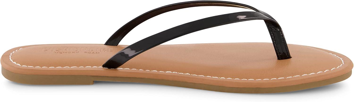 imageCUSHIONAIRE Womens Cora Flat Flip Flop Sandal with ComfortBlack Patent