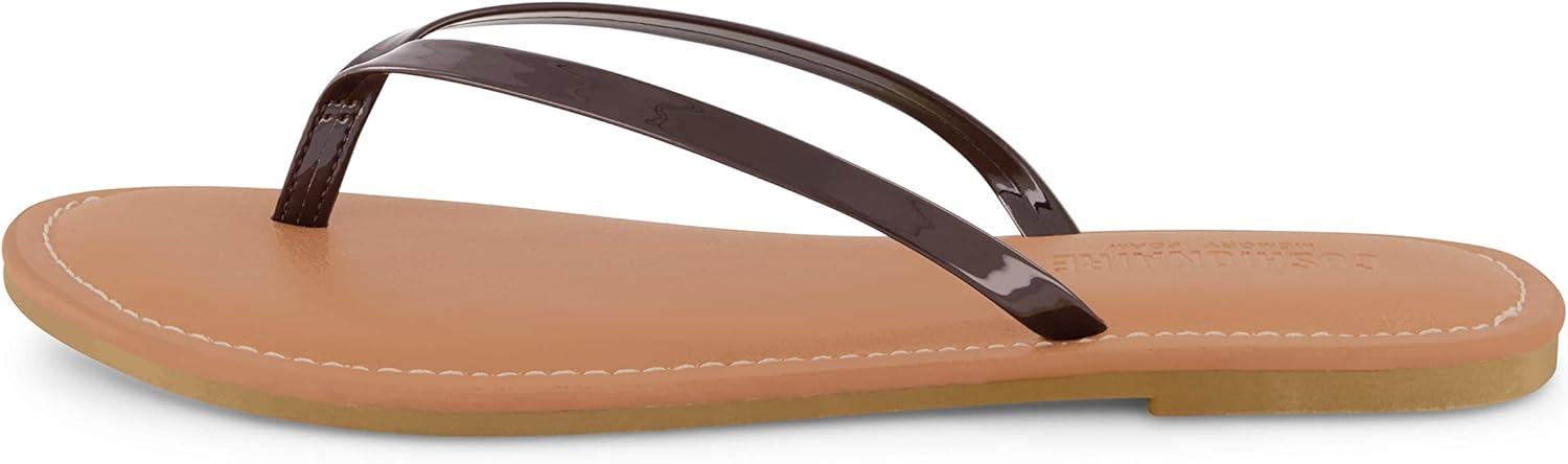 imageCUSHIONAIRE Womens Cora Flat Flip Flop Sandal with ComfortBrown Patent