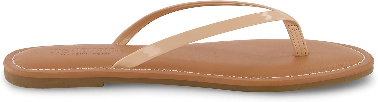 imageCUSHIONAIRE Womens Cora Flat Flip Flop Sandal with ComfortNude Patent
